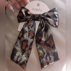 Silky,Shimmering,Leopard Print Hair Bow Clip